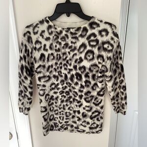 Talbots Cashmere Audrey black and white animal print, petite small